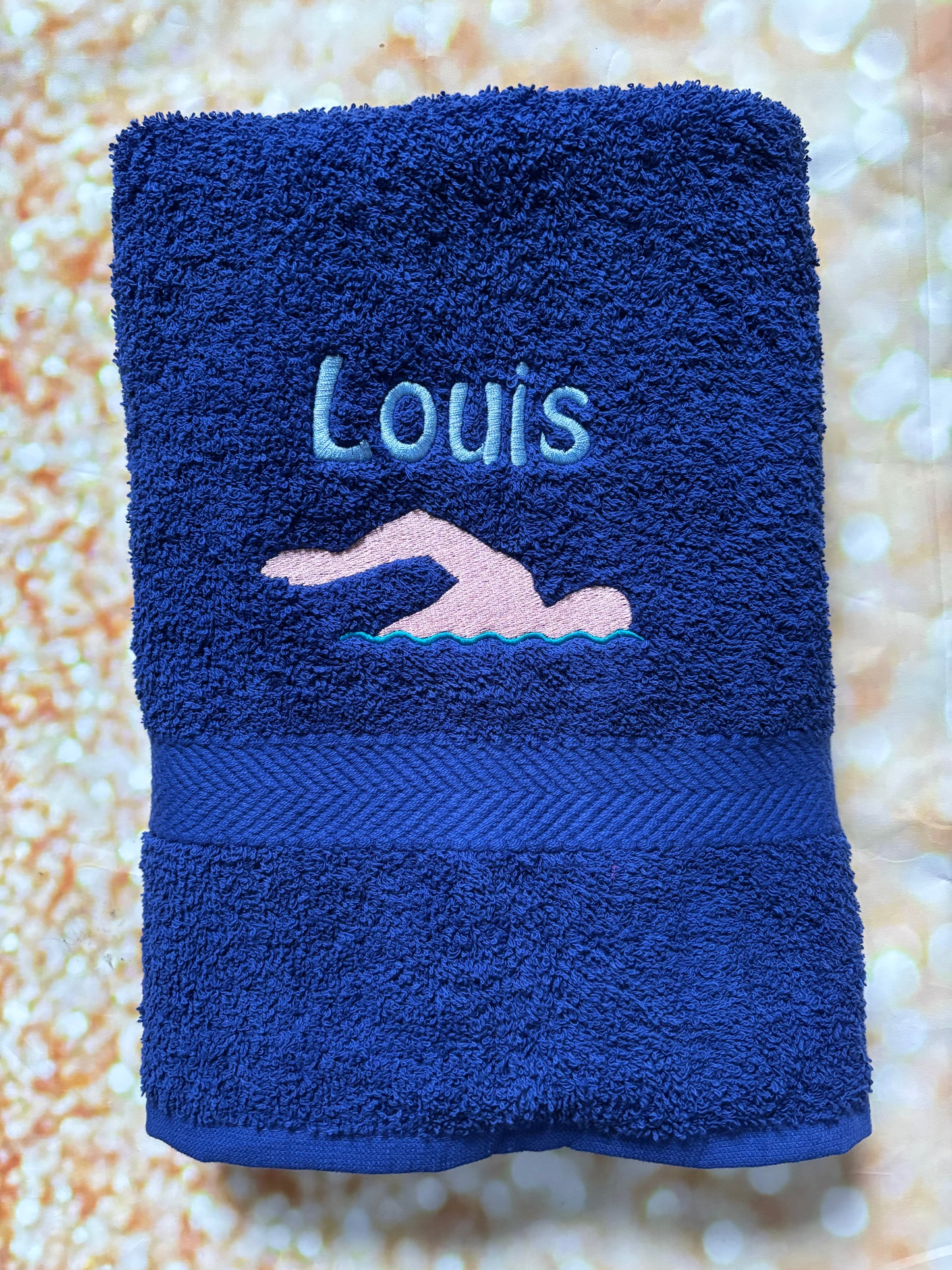 Embroidered Personalised Swimming or Sports Towel. Ideal kids gift // swimmer