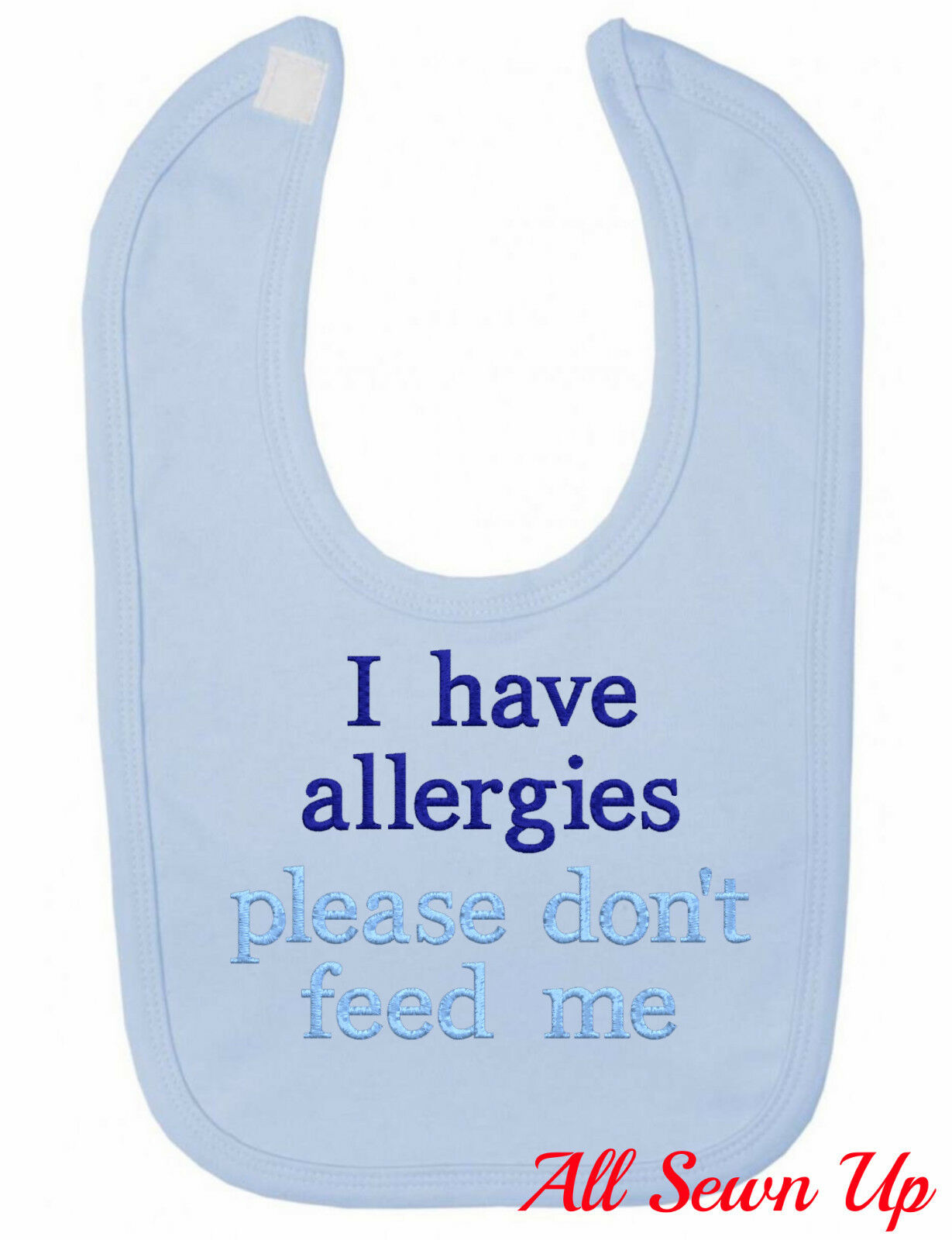 Personalised / Embroidered Allergy Bib: "I have allergies"