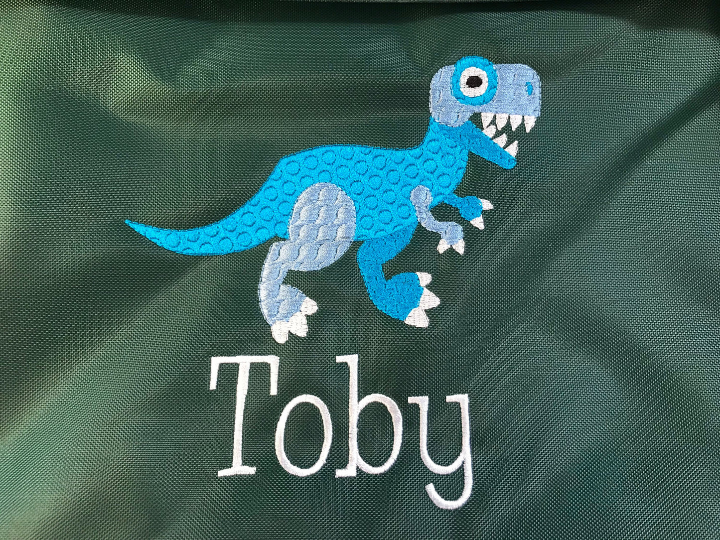 Dinosaur Personalised Book Bag ,Embroidered Junior Bookbag with strap
