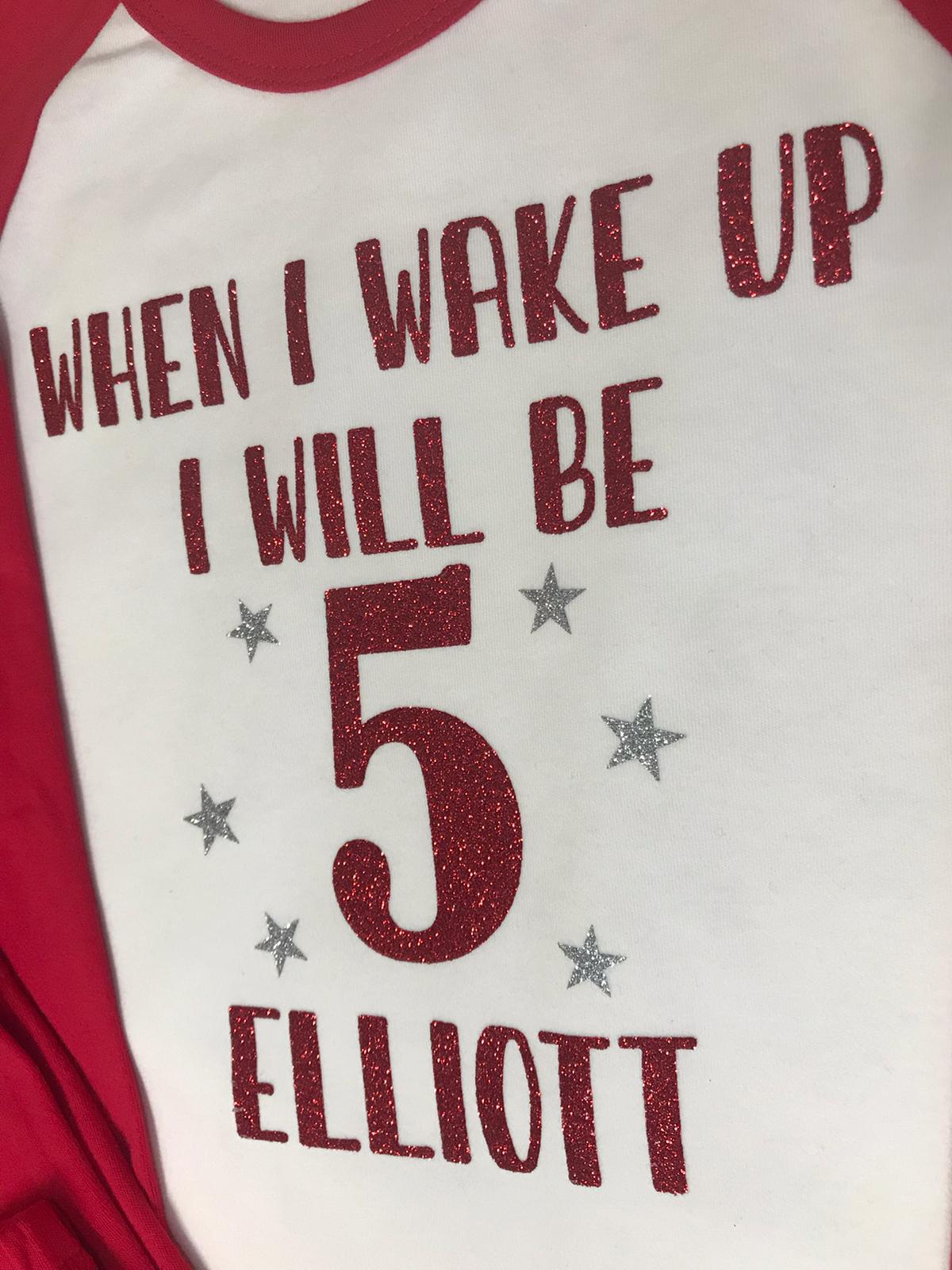 Personalised Birthday Sparkly Printed Cotton Pyjamas, keepsake, Gift PJ