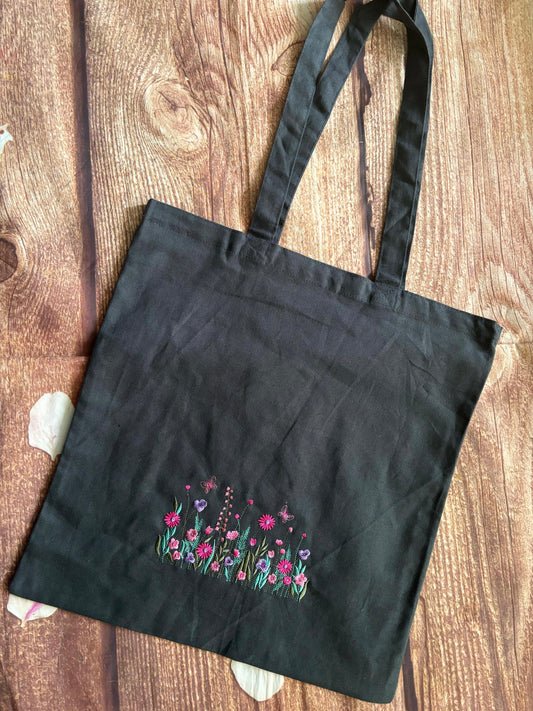 Floral Embroidered Tote Bag