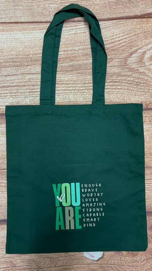 Positivity Embroidered Tote Bag