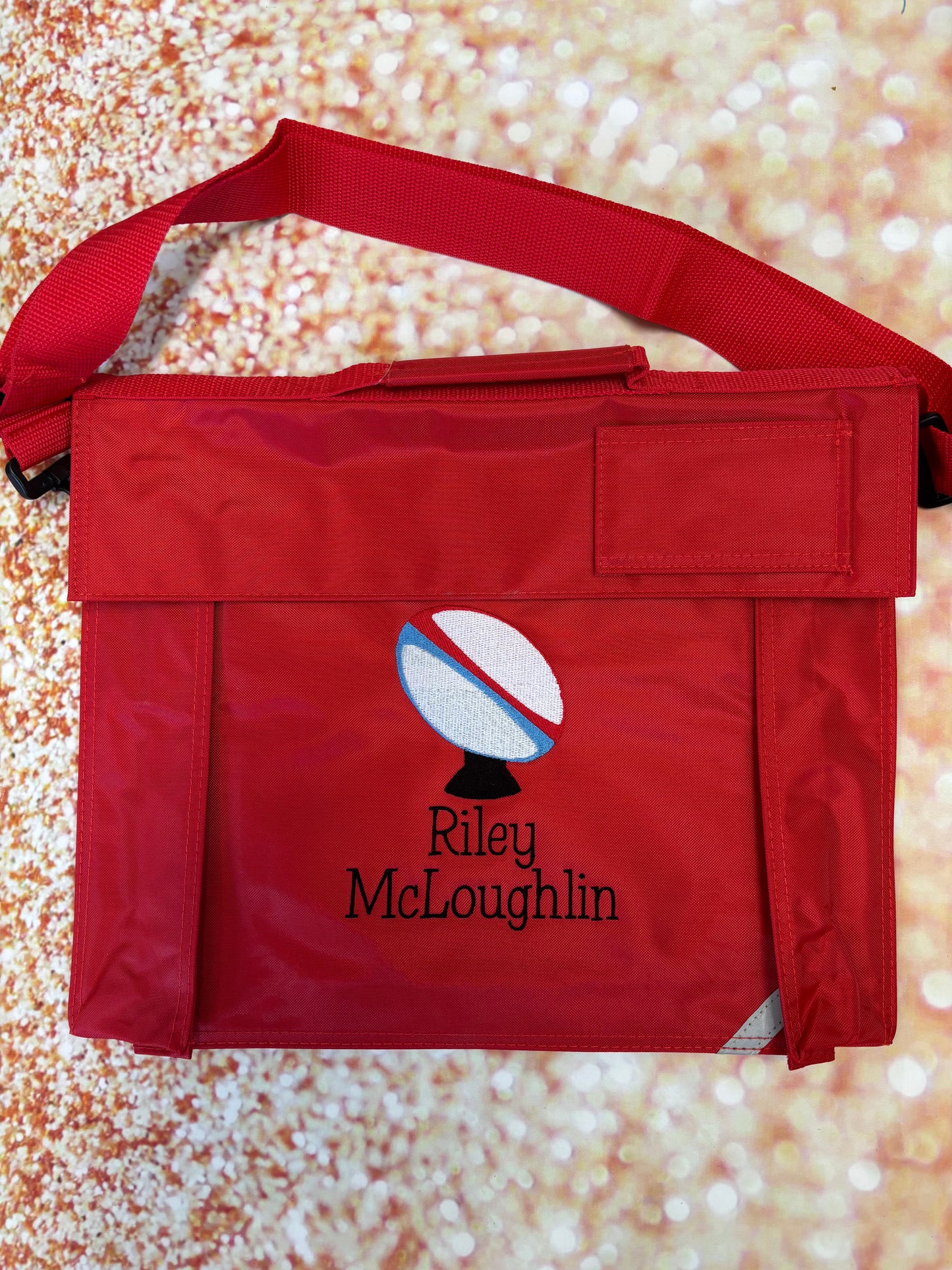 Embroidered Bookbag with strap - Rugby