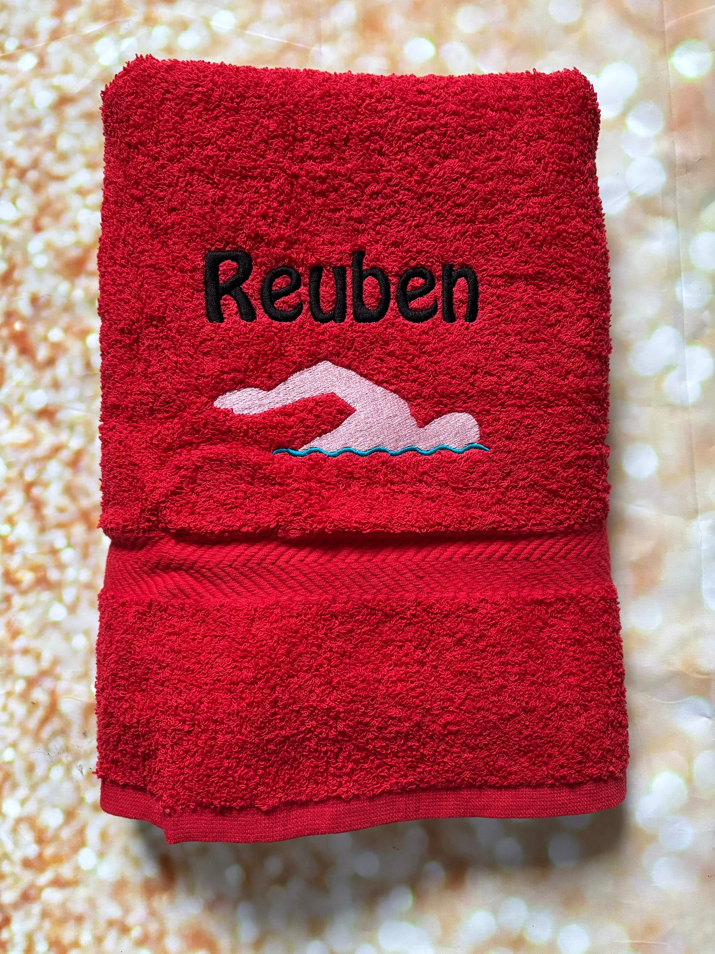 Embroidered Personalised Swimming or Sports Towel.  Ideal kids gift // swimmer