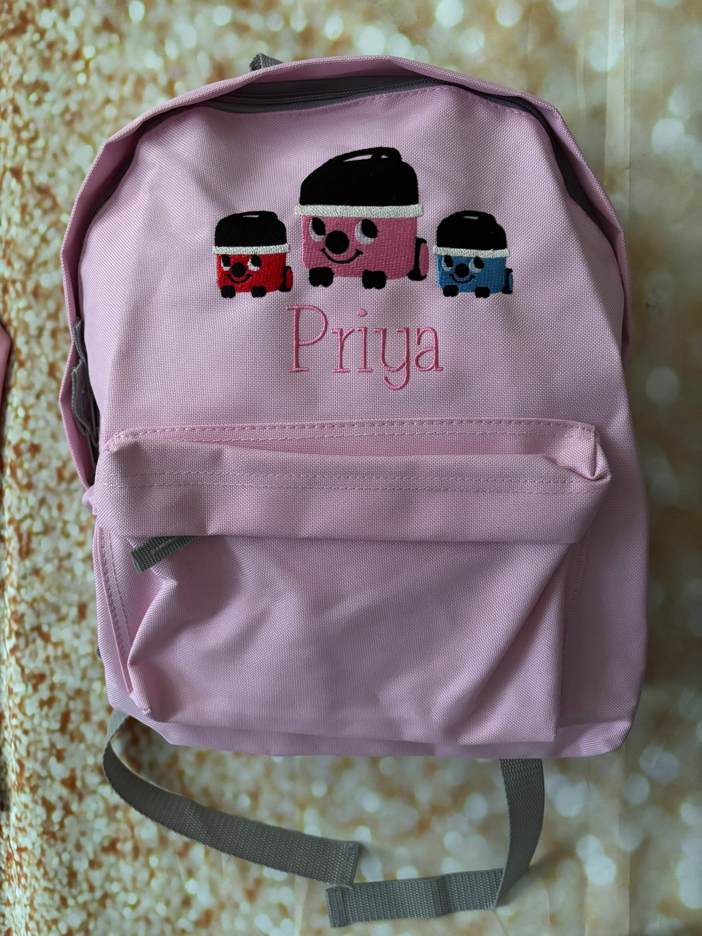 NEW DESIGN Hoover Rucksack personalised with embroidered name. Backpack ideal for Primary, Junior, Infant school bag. Choice of colours