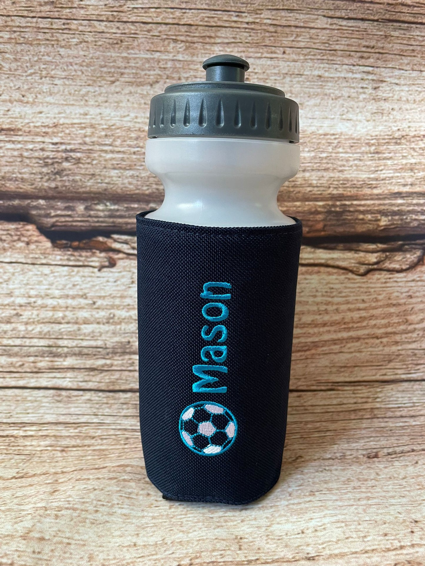 Personalised water bottle.