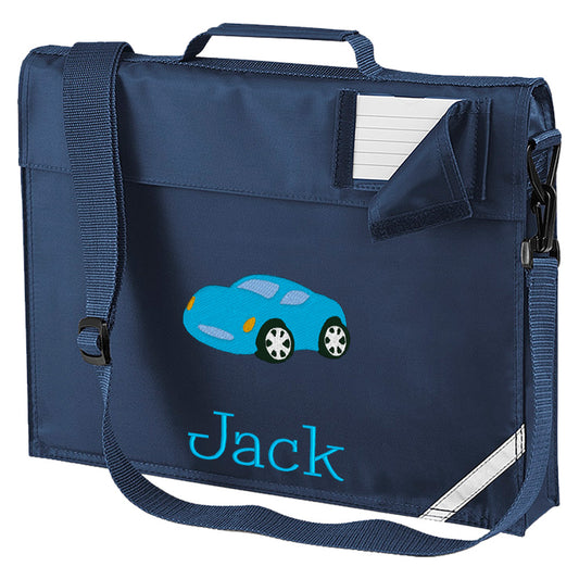 Embroidered Bookbag with strap- Car