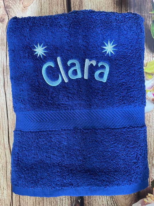 Embroidered Personalised Swimming or Sports Towel. Ideal kids gift // Stars
