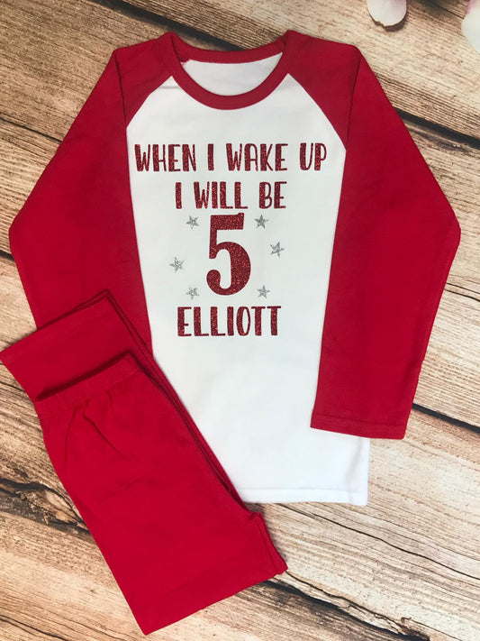 Personalised Birthday Sparkly Printed Cotton Pyjamas, keepsake, Gift PJ