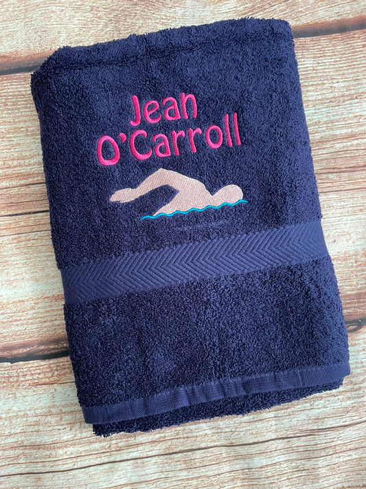 Embroidered Personalised Swimming or Sports Towel. Ideal kids gift // swimmer