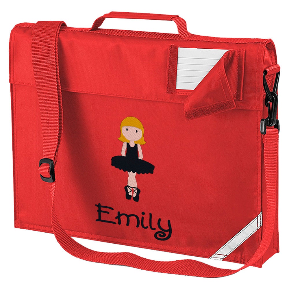 Dancer Personalised Book Bag ,Embroidered Junior Bookbag with strap