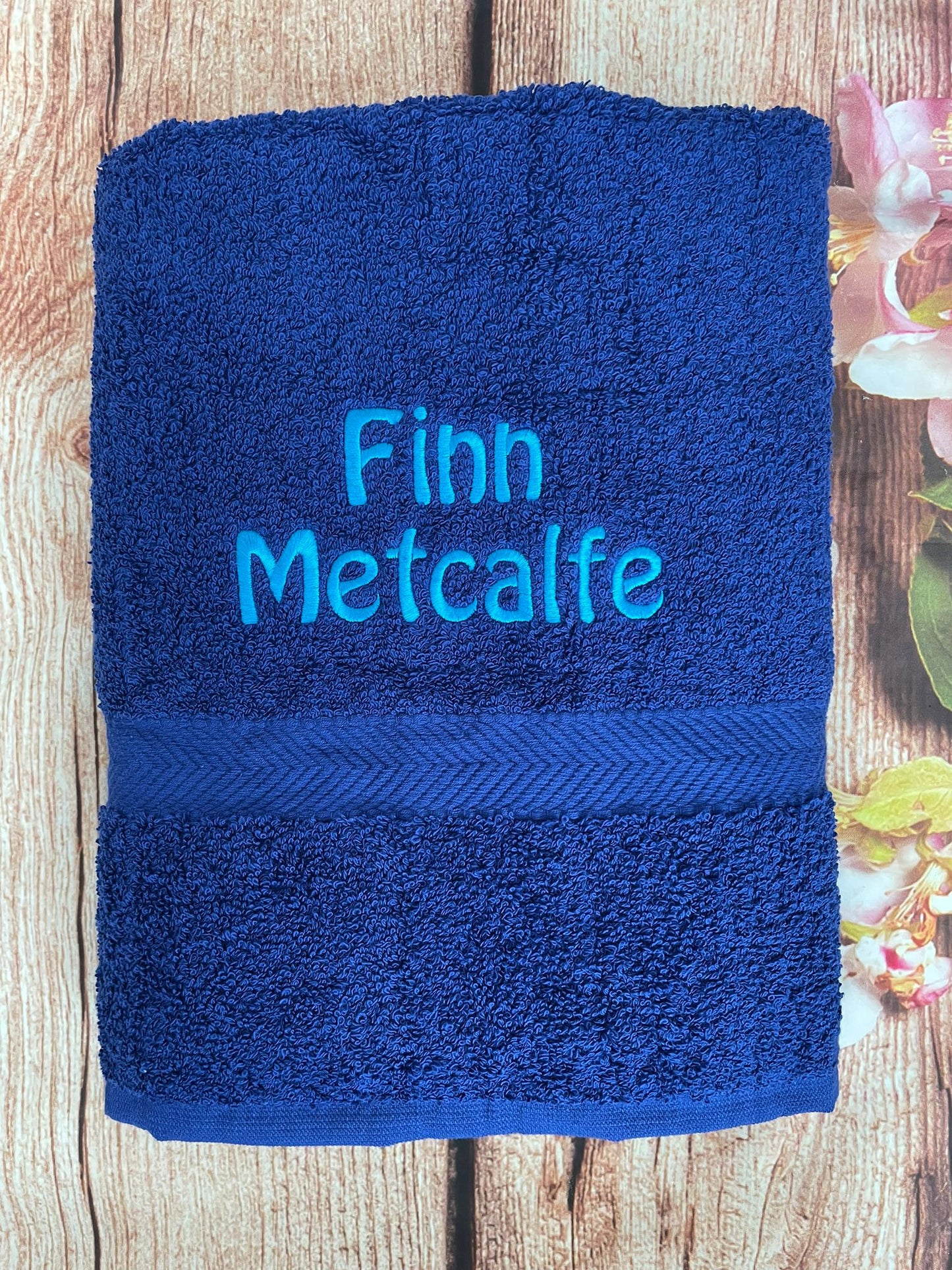 Embroidered personalised swimming or sports towel. Ideal gift // name only