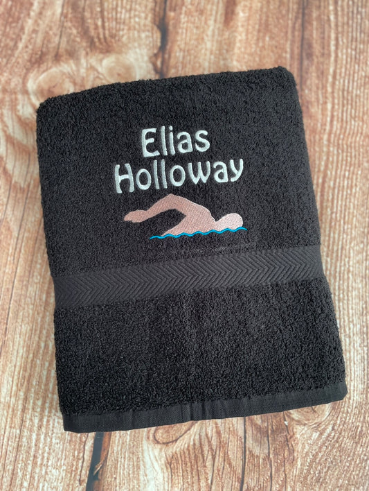 Embroidered Personalised Swimming or Sports Towel. Ideal kids gift // swimmer
