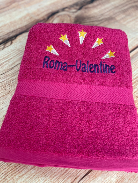 Embroidered Personalised Swimming or Sports Towel. Ideal kids gift // Shooting Stars