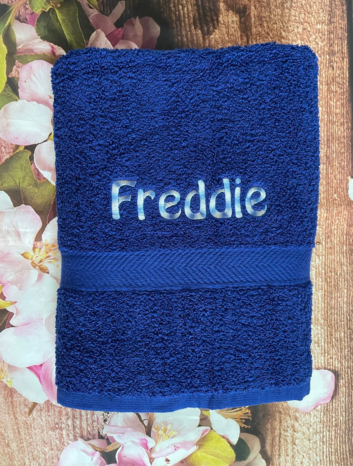 Embroidered personalised swimming or sports towel. Ideal gift // name only