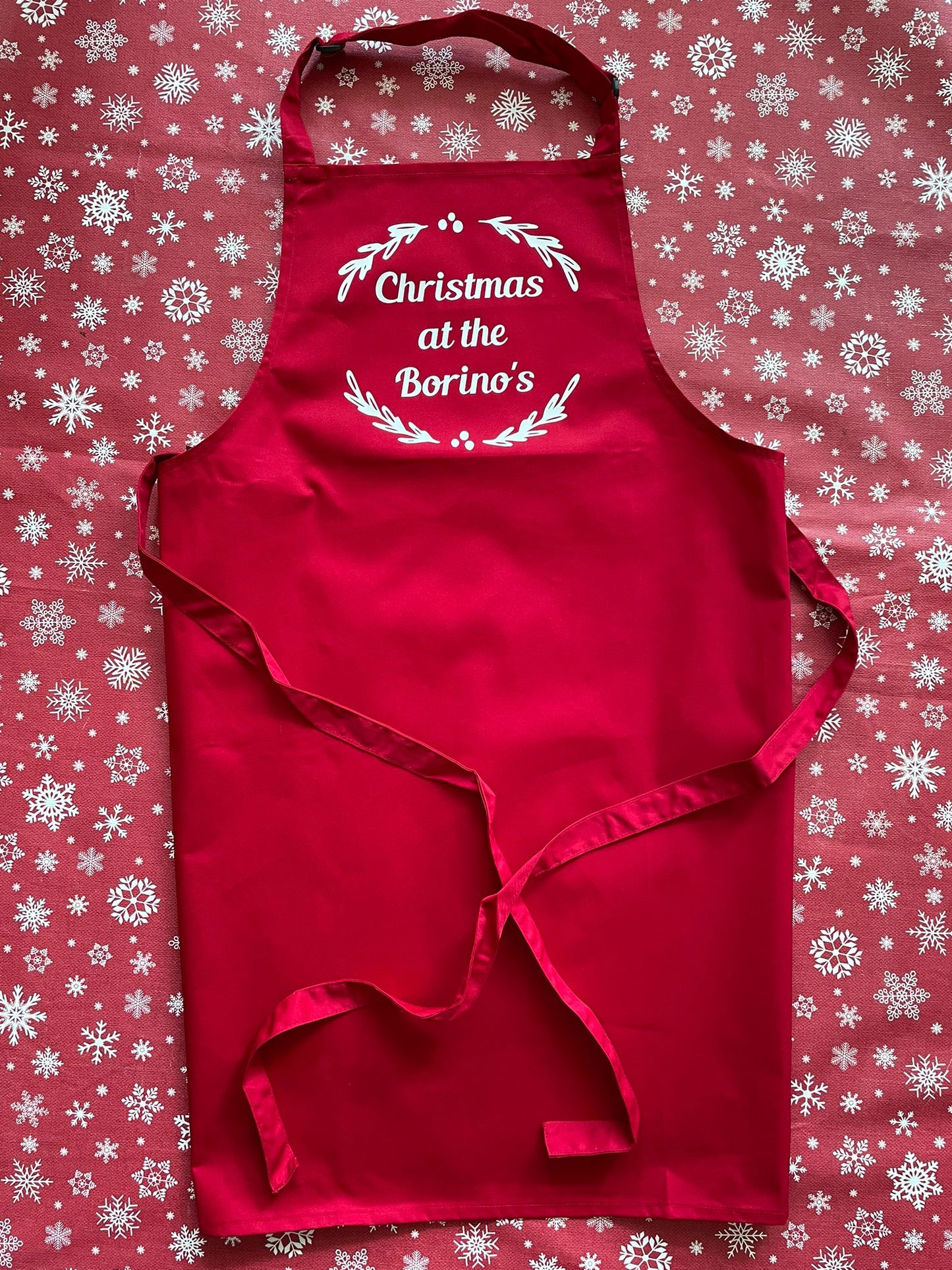 Christmas Printed apron, personalised with family name. High quality