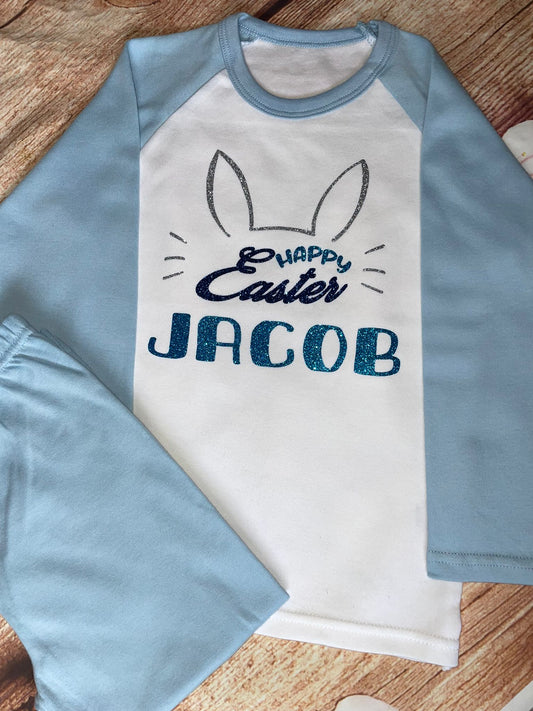 Personalised Easter Printed 100% Cotton Pyjamas, keepsake PJ's | Bunny ears