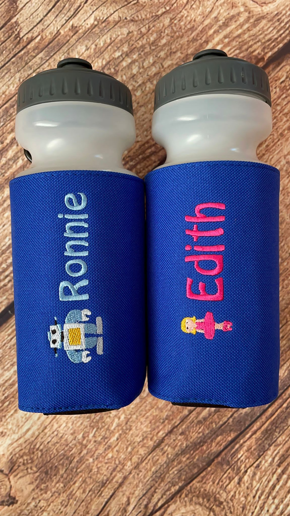 Personalised water bottle.