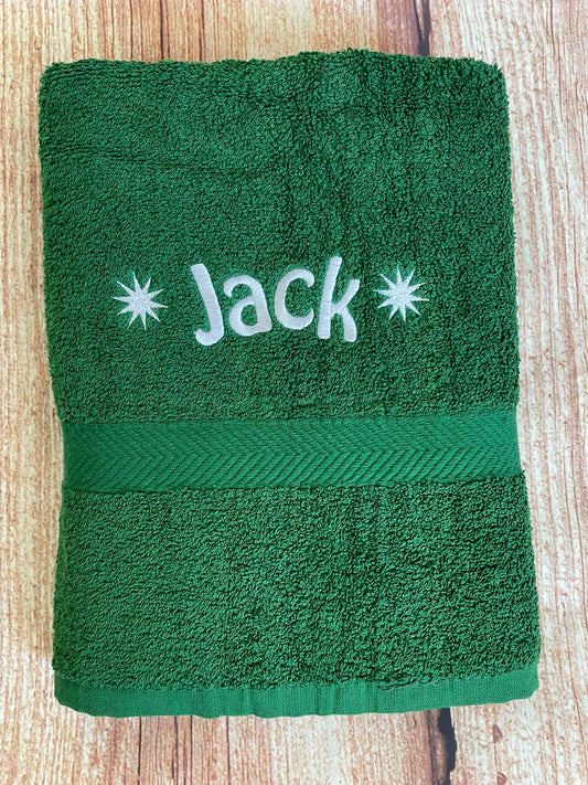 Embroidered Personalised Swimming or Sports Towel. Ideal kids gift // Stars